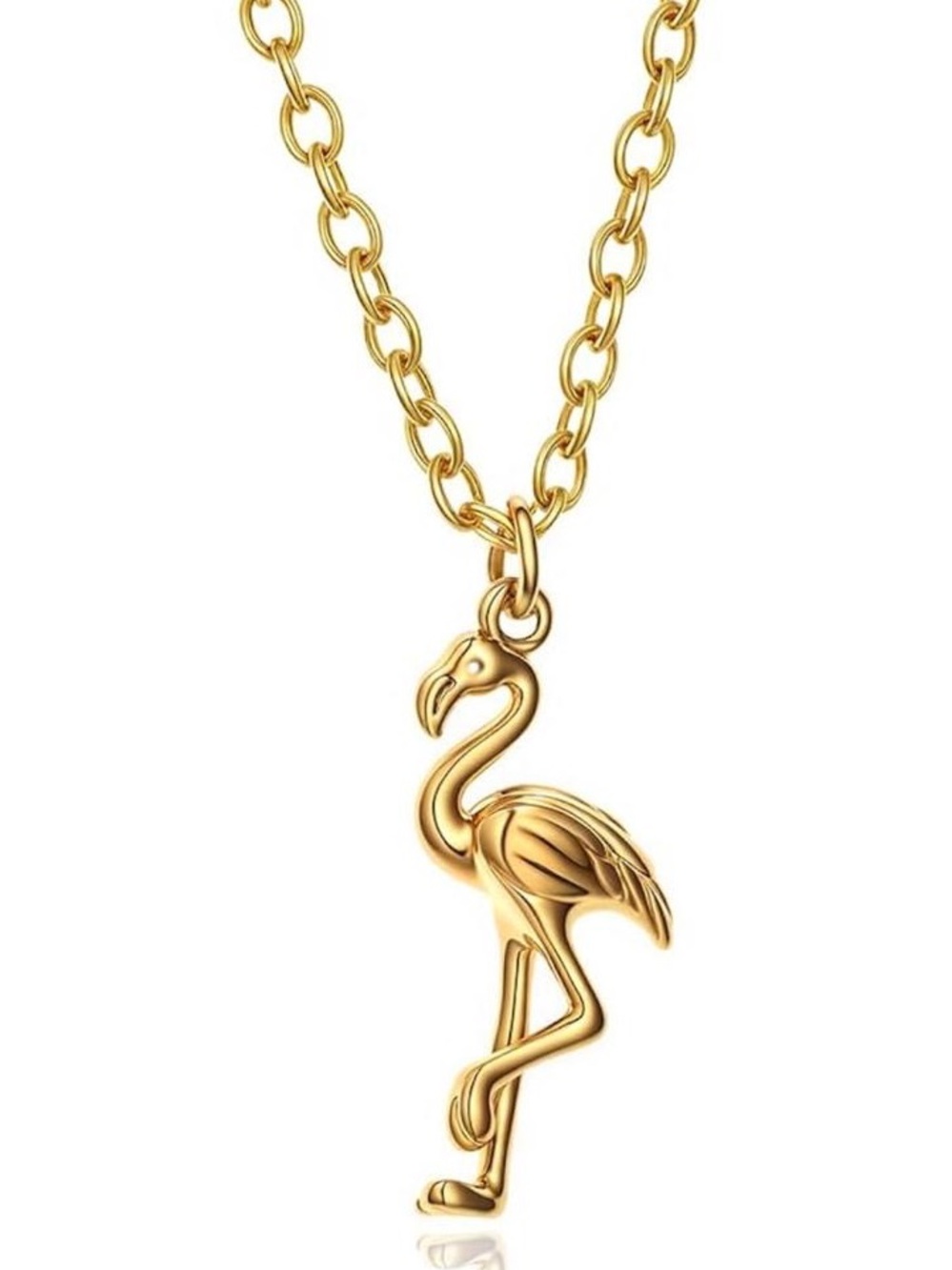 Anthropologie Gold Flamingo Charm Necklace